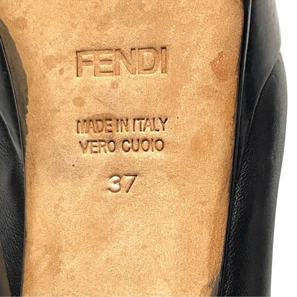 FENDI Fendista Leather Gold Logo Platform Heels 37 - Picture 12 of 16